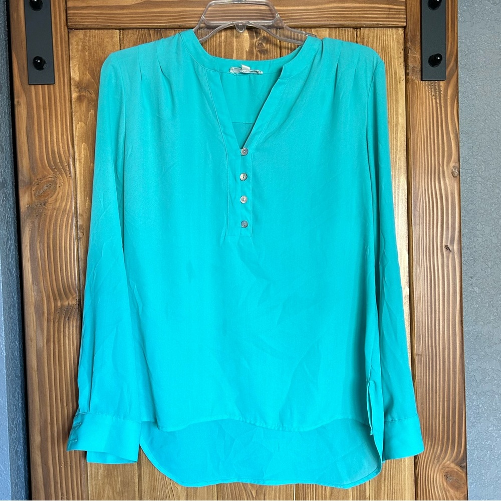 Turquoise long sleeve blouse
